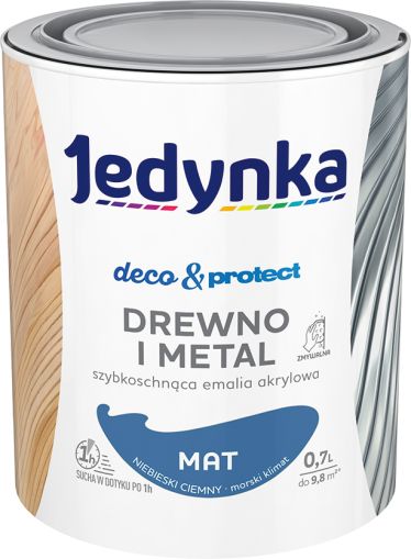 JEDYNKA D and P Бързосъхнещ акрилен емайллак на водна основа Тъмно син мат 0,7 л.