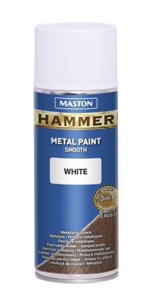 SPRAYPAINT 400ml Спрей боя Hammer гладка, бяла